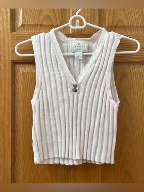 Express Tricot Ribbed Knit V-Neck Sweater Tank Top 100% Cotton Size Women’s XS